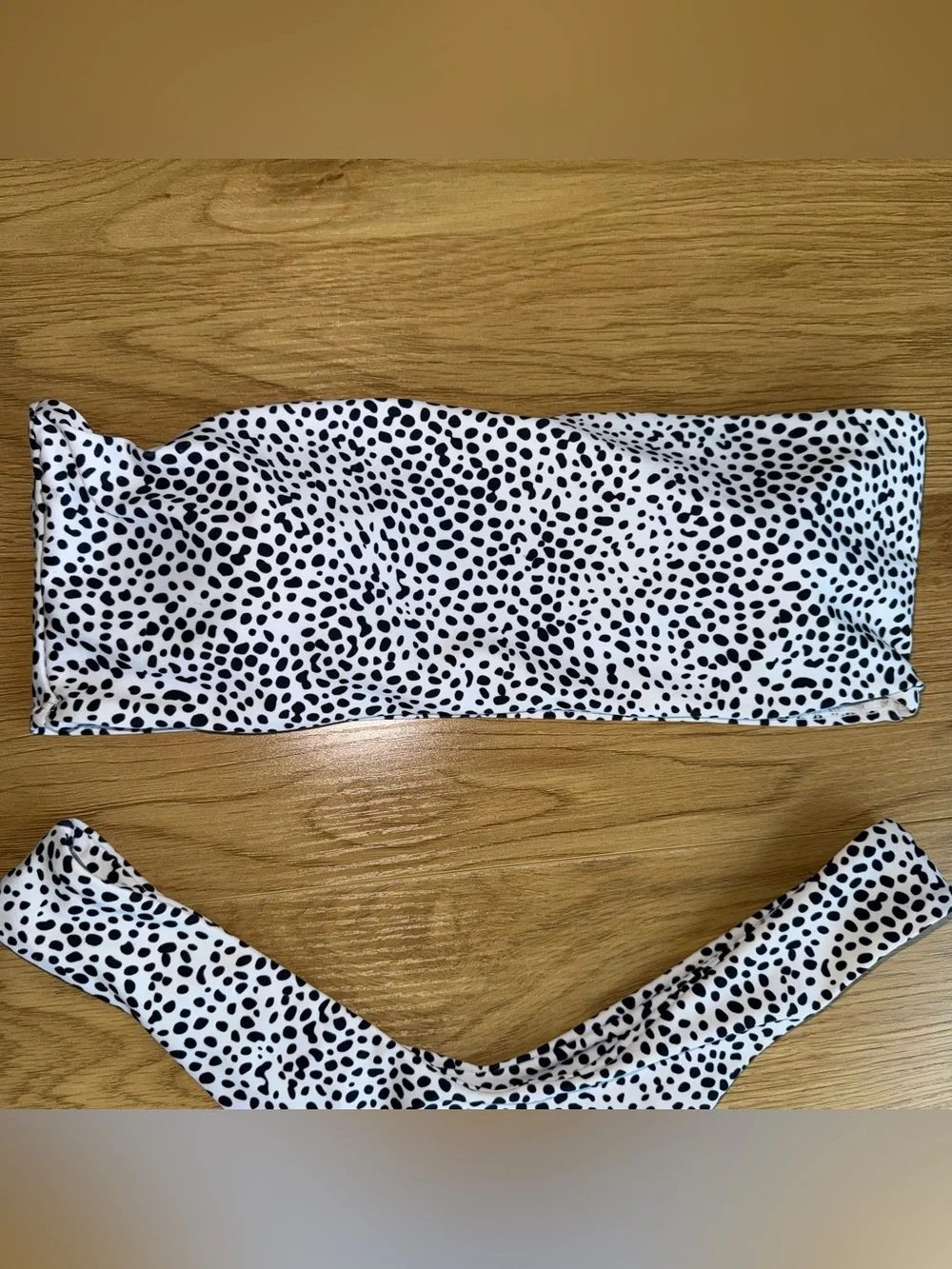 ZAFUL Black & White Spotted Bandeau Bikini Set Size US 6